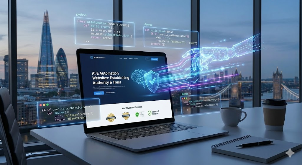 AI and Automation solutions website design with data visualization