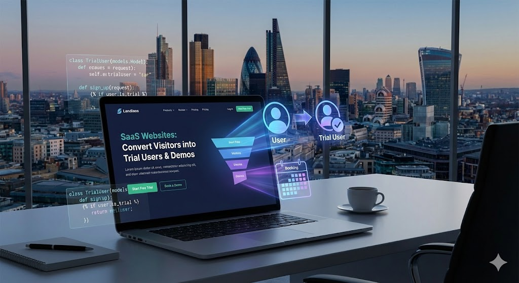 Custom SaaS website dashboard and conversion funnel