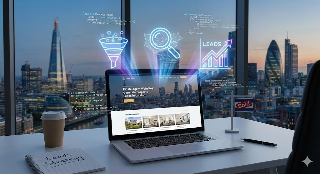 Estate agent for sale sign in London street