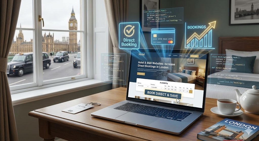 Luxury hotel bedroom interior in London