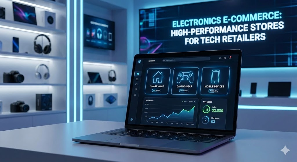 Online electronics store displaying high-tech gadgets