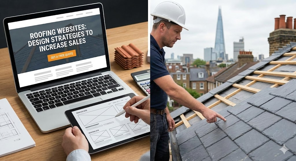Professional roofer inspecting slate tiles in London