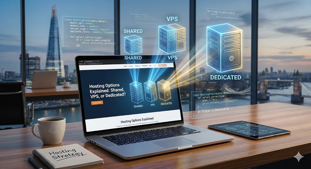 Shared vs VPS vs Dedicated hosting comparison.