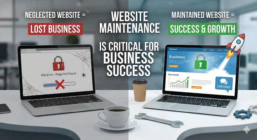 Website maintenance and security updates concept.