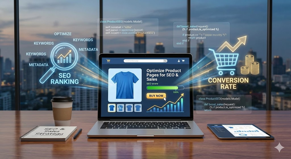 Optimizing product pages for SEO and Sales diagram.