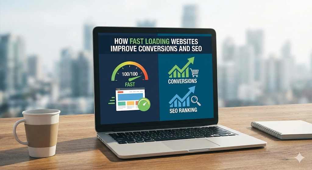 Fast loading website concept with motion blur and code.