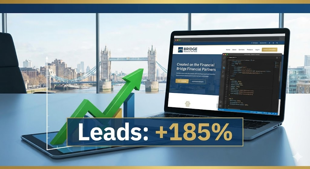 Lead generation case study for Bridge Financial Partners showing 185 percent increase in leads.