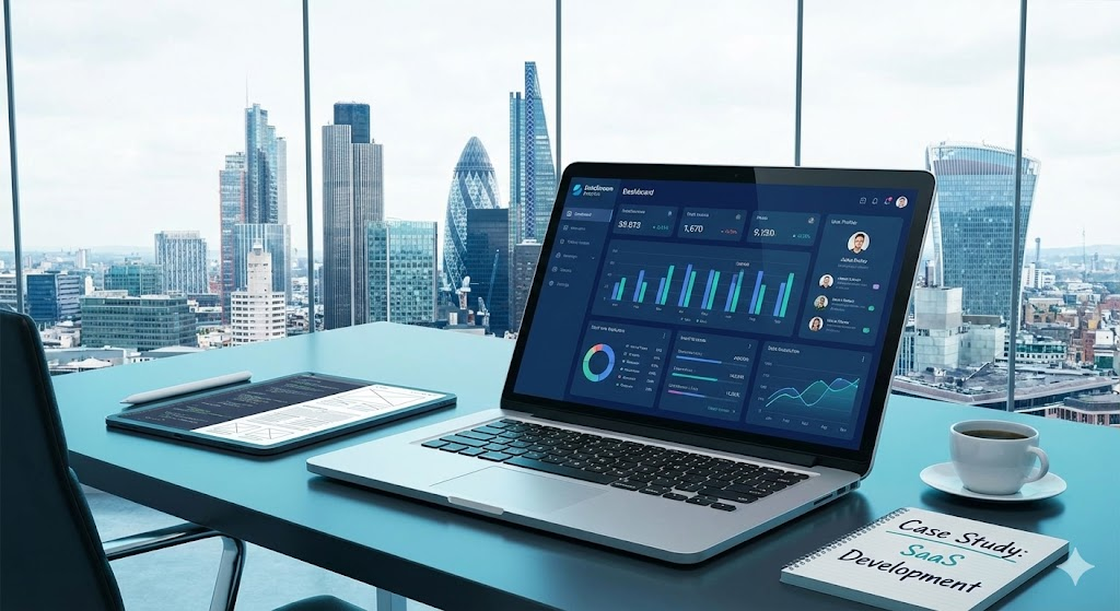 SaaS web app development case study for DataStream Analytics showing Django multi-tenancy architecture.