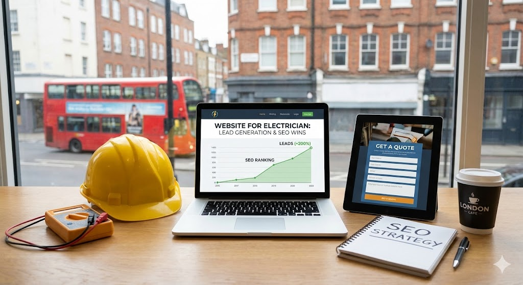 Lead generation website case study for a London electrician showing 180 percent increase in enquiries.