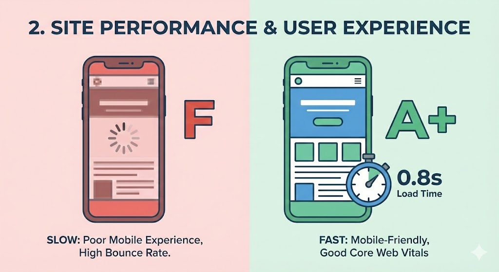 A clipboard displaying a 50-point checklist with a red pen, symbolizing a comprehensive technical SEO audit.