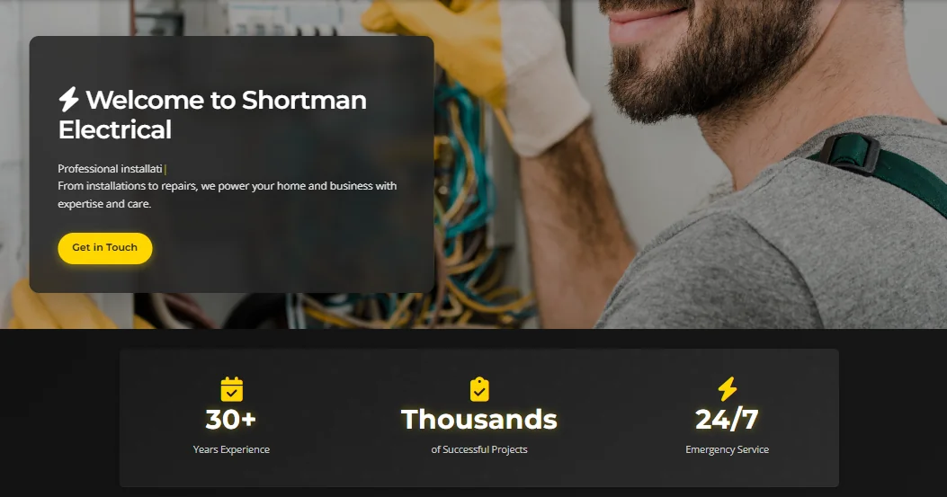 Shortman Electrical - Professional Electrical Services Website