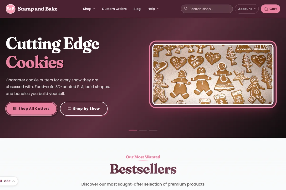 Stamp and Bake - built by Custom Coded Websites