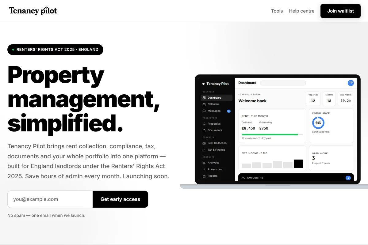 Tenancy Pilot - Property Management Platform for UK Landlords